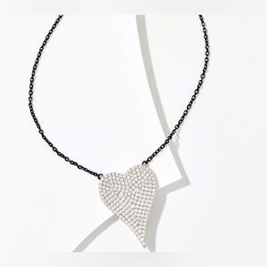 QVC Diamonique x Jennifer Miller Elegant Silver Heart Pendant Necklace NWT